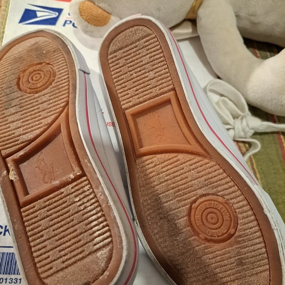 * POLO by RALPH LAUREN  * White faux leather Sneakers /SIZE 13.5 - Picture 2 of 5